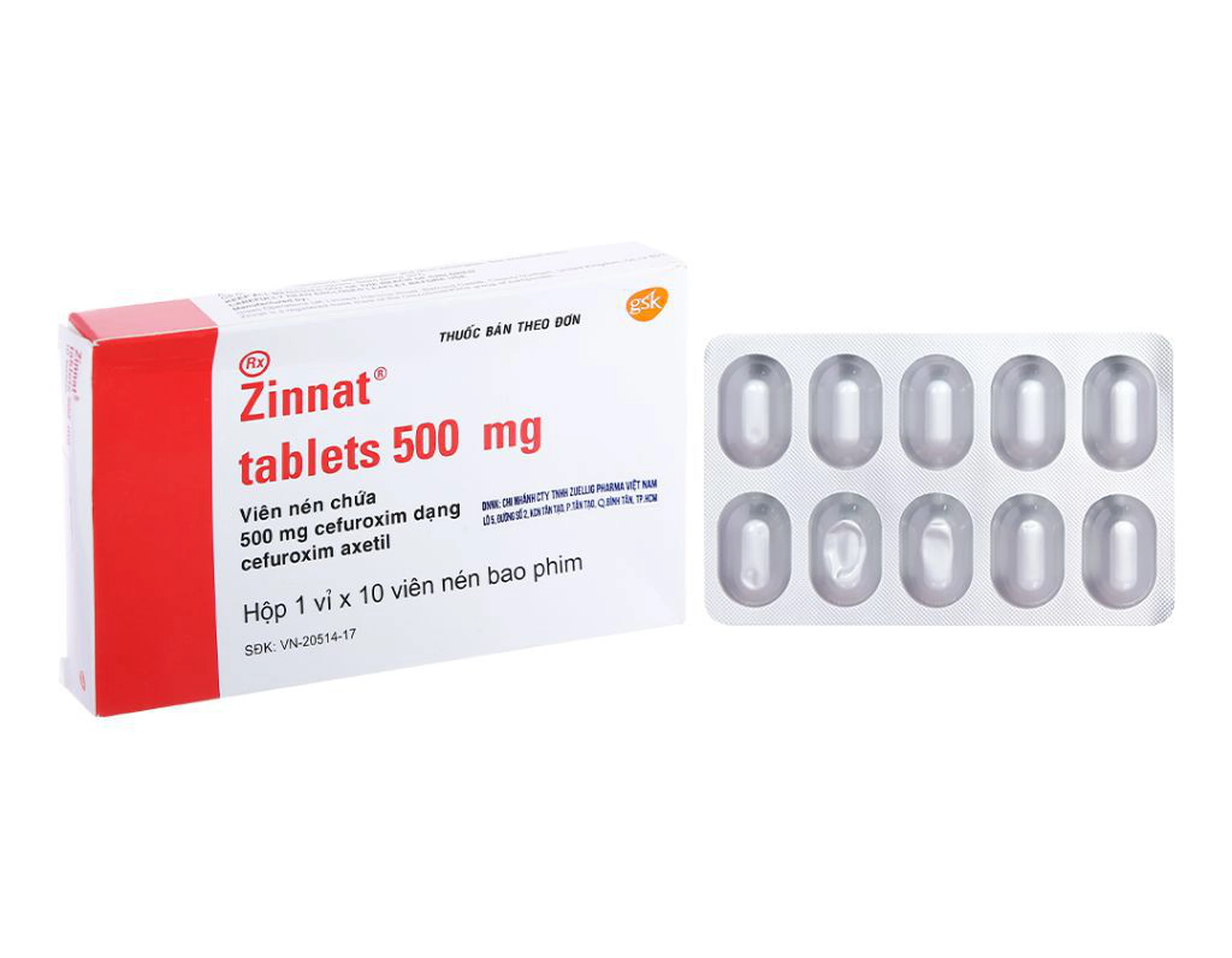 Thuốc Zinnat 500mg 10 Viên