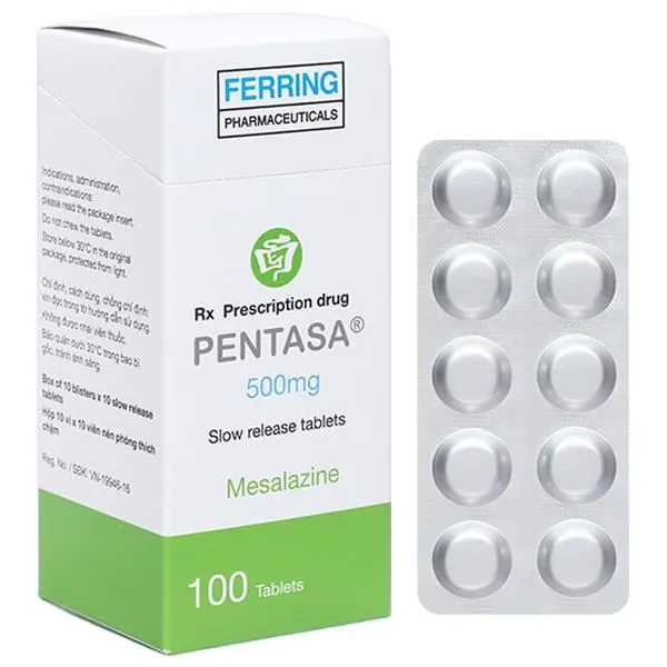 Thuốc trị viêm loét đại tràng PENTASA 500 mg 100 viên